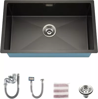 KORVO Kitchen Sink 70 X 43 Cm Undermount Kitchen Sink Single Bowl Stainless St* • £74.99