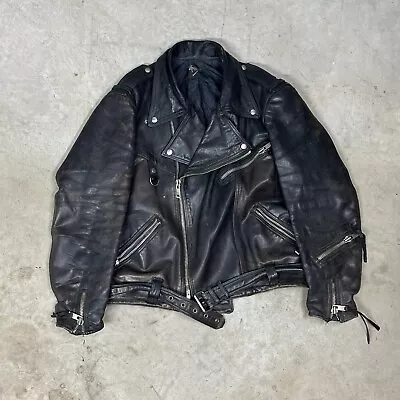 Superior Vintage Leather Biker Jacket For Harley Riders With Belt Accessories • $120