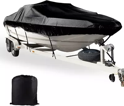 Waterproof Marine Grade Boat Cover UV Protection Black Multiple Sizes 14Ft-22ft • $70.99