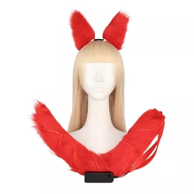 1set Furry LED Light Tail Fox-Cat Ears Headwear Halloween Cosplay Hair Hoop • $33.09