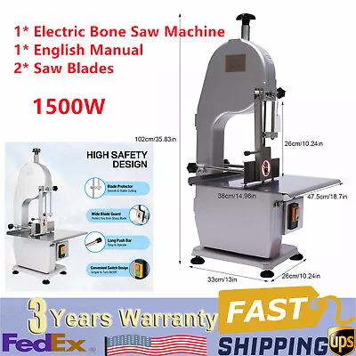 Electric Frozen Meat Cutting Machine Commercial Bone Cutter 1500W Band Saw Blade • $381.90