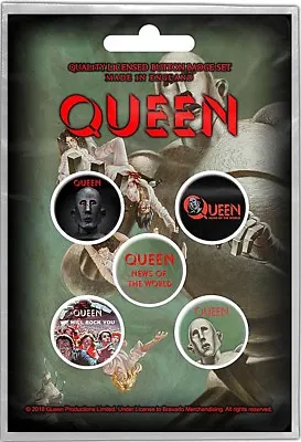 Queen News Of The World Pack Of 5 Round Pin Badges (rz)   • £5.50
