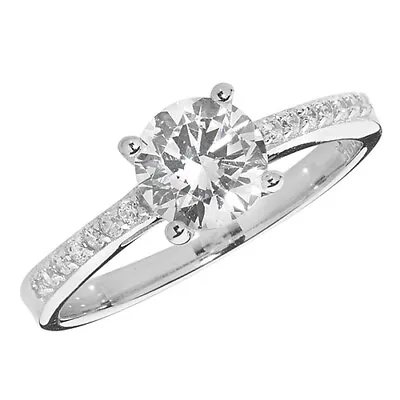 Sterling Silver Solitaire Ring Engagement Gemstone 925 Hallmarked Size K - T • £27.49