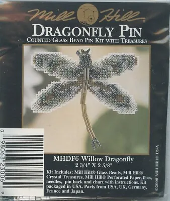 Mill Hill Dragonfly Pin Willow Dragonfly Counted Glass Bead Pin Kit W Treasures • $12.95