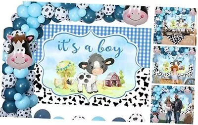 Cow Baby Shower Decorations For Boy Blue Cow Print Balloons Arch It's A Boy  • $36.49