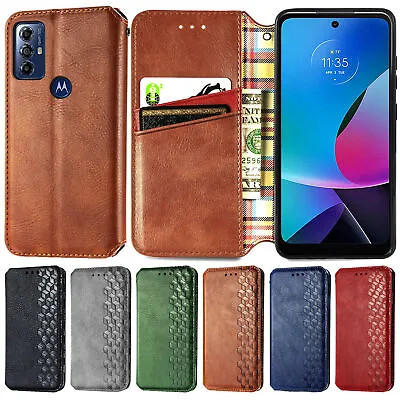 For Motorola G 5G Edge 2023 Luxury Leather Stand Wallet Card Pocket Case Cover • $12.34