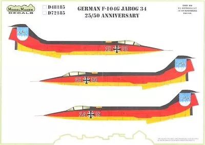 Model Maker Decals 1/48 GERMAN F-104G STARFIGHTER JABOG 34 25/50 Anniversary • $7.99