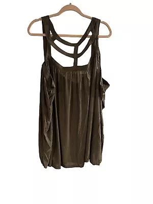 Torrid Women's Olive Crepe Cage Studio Knit Strappy Swing Tank Top Plus 6 6x • $24.99