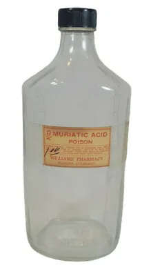 Vintage 1955 Muriatic Acid Poison Apothecary Bottle Duraglas • $14.99