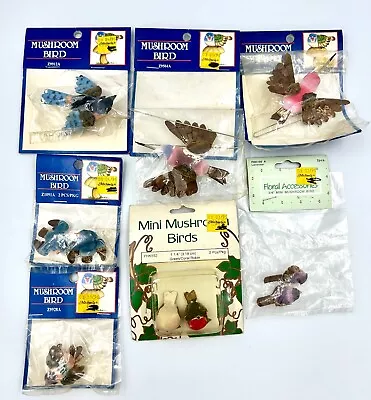 Lot NOS 7 Pks Vintage Mushroom Birds Floral Craft Variety Species Sizes 10 Birds • $14.77