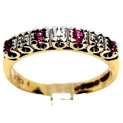 Ruby & Diamond 9ct 9 Carat Gold Ring Fashion Jewellery Size UK M US 6.5 EU 52 • $353.19