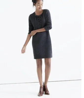 Madewell Wool Sweater Dress Womens Size Extra Small Xs Grey Tie Front F5613 • $28