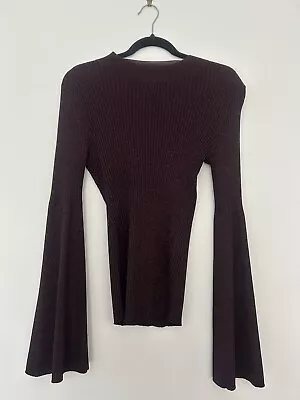 Veronika Maine Burgundy Flared Long Sleeve Medium Knit Worn Once EUC • $35