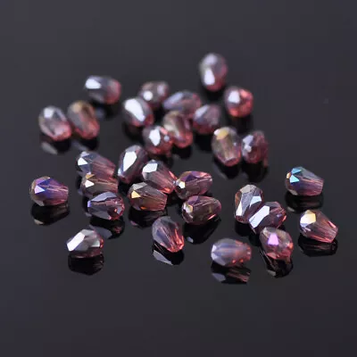 100pcs 5x3mm Small Teardrop Faceted Crystal Glass Losse Beads Bulk Wholesale Lot • $2.98