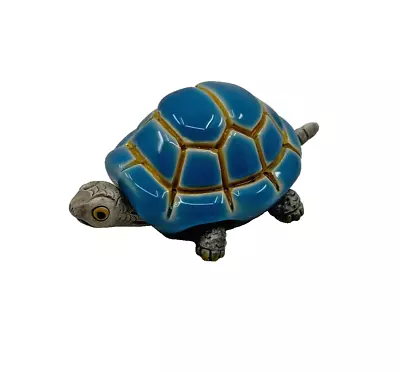 Vintage Ceramic Wiggling Turtle Collectible Turquoise New Old Stock LEPS Peru • $15