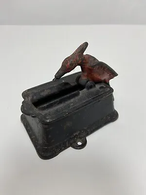 Antique Cast Iron Woodpecker Bird Toothpick Holder Dispenser Old Paint • $49.99
