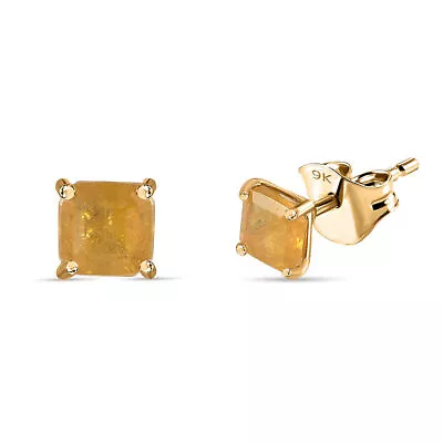 1.79ct Fissure Filled Yellow Sapphire Stud Earrings For Women In 9ct Yellow Gold • £99.99