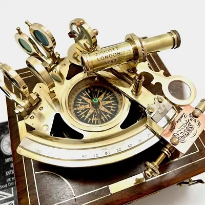 Antique Brass Sextant - Navigational Tool For Astronomy And Marine Instruments. • $59.40