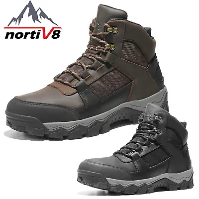 NORTIV8 Mens Hiking Boots Waterproof Mid Top Trekking Boots Leather Work Boots • $28.99