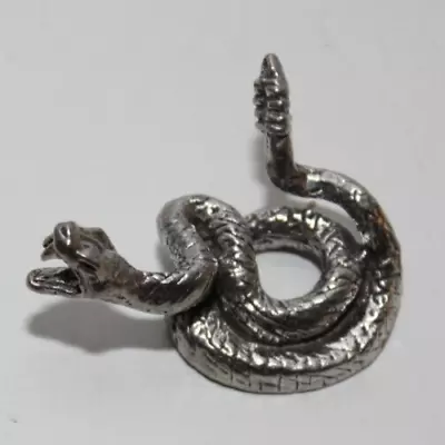 RATTLESNAKE SNAKE VINTAGE METAL PEWTER FIGURINE 1.5  X 1   1990s ANIMAL • $5