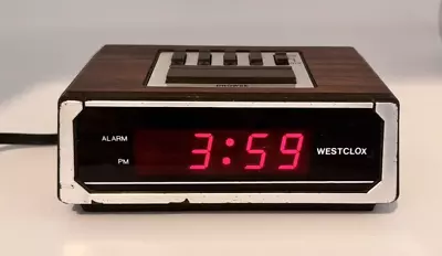 Vintage Alarm Clock Westclox Woodgrain With Snooze Model #22644 Tested And Works • $5