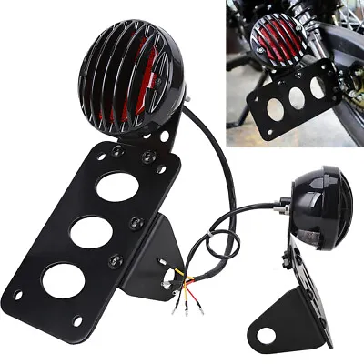 Motorcycle LED Tail Brake Light Side Mount License Plate Bracket Fits For Harley • $30.97