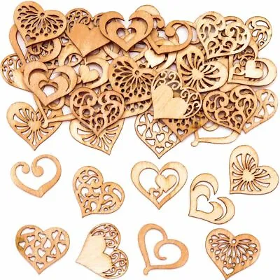 Heart Mini Wooden Shapes Embellishmets Valentine Scrapbook Card Making Crafts 20 • £3.99
