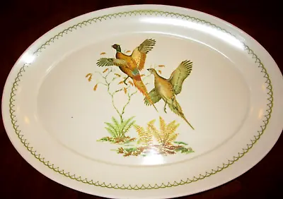 Vintage Melamine Serving Tray Platter Vintage LARGE 21  X 15  PHEASANTS • $25