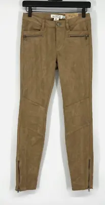 H&M Pants Womens Size 8 Faux Suede Tan Brown Ankle Zip Skinny Slim Leg NWT • $9.99