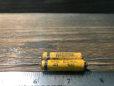 (Lot Of 2) NOS 1950's Aerovox Wax Paper Tone Capacitors .01uf 600v 10nf 0.01uf • $7.99