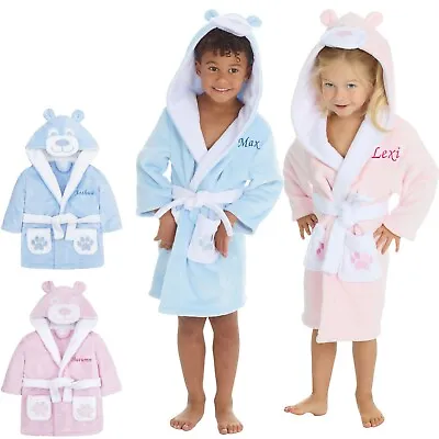 Personalised Boy Girl Teddy Bear Animal Dressing Gown Robe Newborn - 4 Year • £15.50