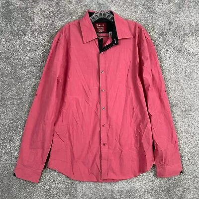 Fixion Long Sleeve Button Up Shirt Men's XL Pink Roll Tab Sleeve • $14.99