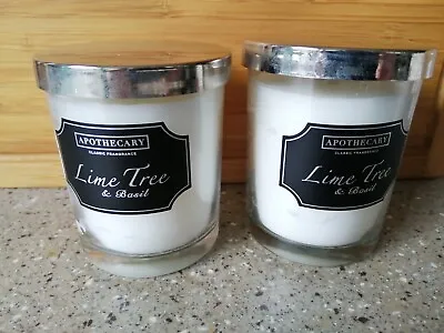 2 X Apothecary Lime Tree & Basil Glass Jar Candles With Lids • £5