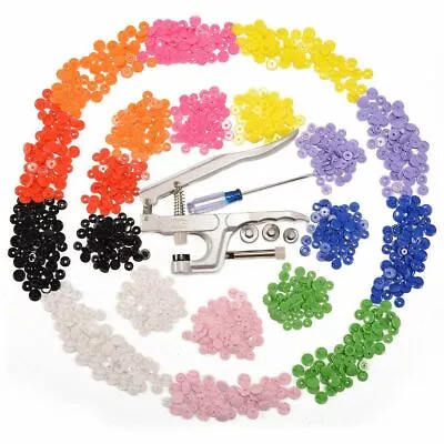 300 Buttons KAM Pliers T5 & T3 Size Snap Poppers Plastic Multi-Colour • £16.99