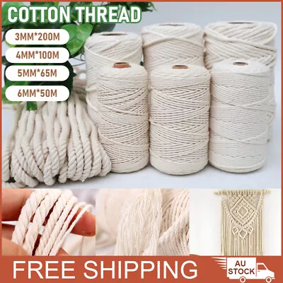 3/4mm Natural Cotton Twisted Cord Craft Macrame Artisan Rope Weaving Wire • $10.89