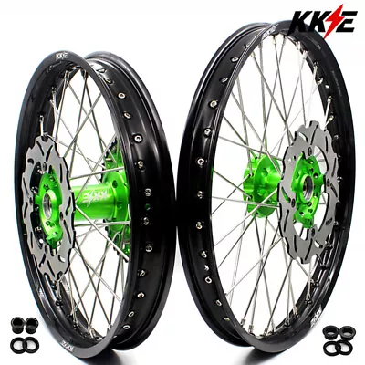 KKE 21/19 Dirt Bike Wheels Set For Kawasaki KX125 KX250 1993-2002 Rims CNC Hubs • $649