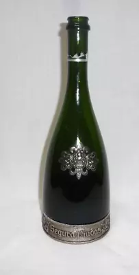 VTG Green Glass Segura Viudas Champagne Bottle With Pewter Accent & Base • $12.49