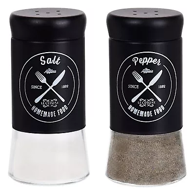 Salt And Pepper Shakers Pots Set Glass Dispensers Storage Cruet Jars Retro X2 • £7.49