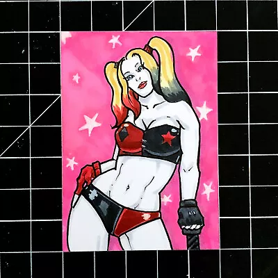One Of A Kind Sketch Card Of DC Comics Harley Quinn By Dante Guerra! Very Rare! • $45.84
