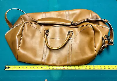 NWOT Vintage Mulholland Brothers Tan Leather / Suede Duffel Bag Medium • $299.99