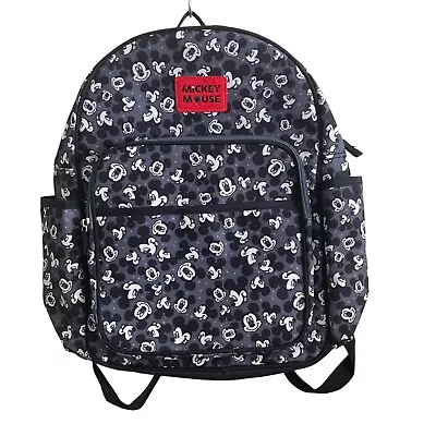 Disney Baby Diaper Bag Backpack Mickey Mouse Toss Heads Black Gray 13x15x1 • $18.75