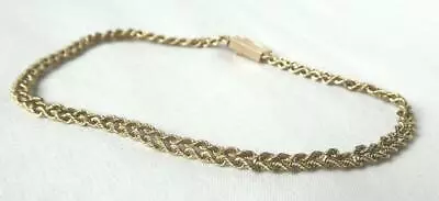 Vintage 14k Gold Twisted Link Braid Rope Bracelet Patented Box Clasp 6.75  3.5g • $349