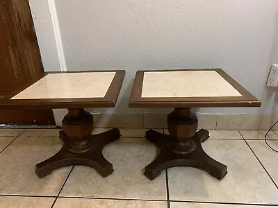 Mid Century Modern Faux Marble Top Mersman Side Table 1950’s Square • $399.99