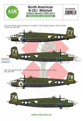 ASKD48040 1:48 ASK/Art Scale Decals - B-25J Mitchell Part 4 - Dogface Squadron • $28.64