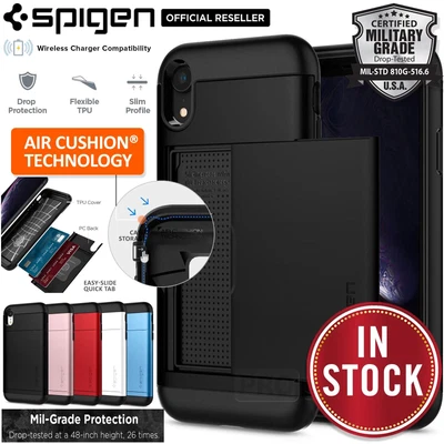 $34.99 • Buy For Apple IPhone XR Case SPIGEN Slim Armor CS 2 Cards Slider Holder Hard Cover