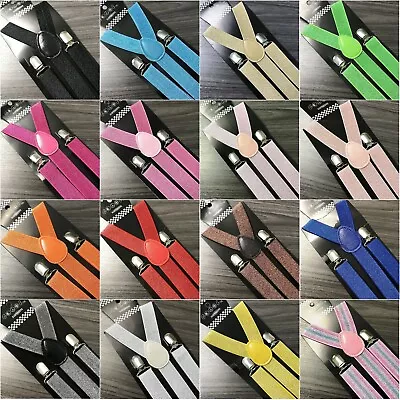 16 Colors Glitter Clip-on Suspenders Elastic Y-Shape For Adult Men Women Teens • $8.99