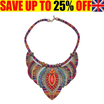 £9.31 • Buy Bohemian Jewelry Ethnic Style Tribal Choker Costume Necklace Multilayer UK