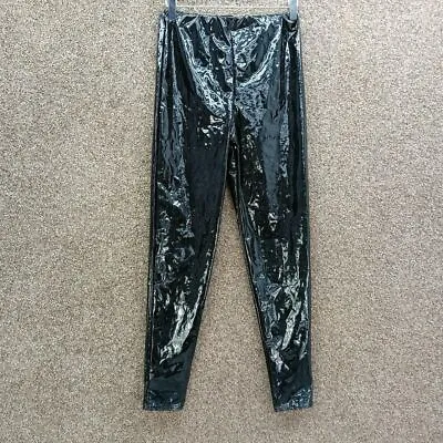 Boohoo Black Pu Leggings Vinyl Shiny Leather Look Skinny Bnwt Y2k Uk 6 • $14.51