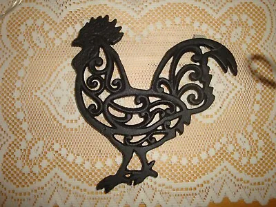 Cast Metal Chicken Shaped Trivet-Lace Scroll Design-9 X 9-Farmhouse Decor • $18.99