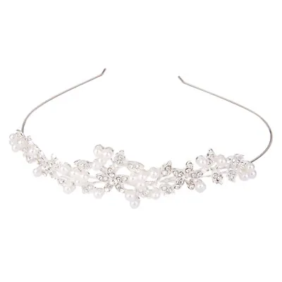 £6.37 • Buy Bridal Bridesmaid Wedding Prom Diamante Pearl Crown Headband Tiara Headpiece